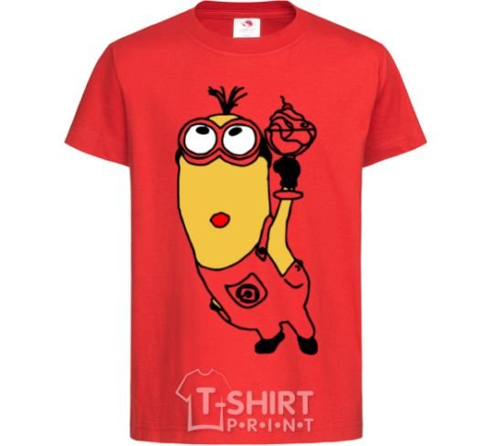 Kids T-shirt Minion with walrus red фото