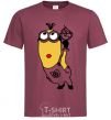 Men's T-Shirt Minion with walrus burgundy фото