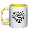 Mug with a colored handle Minions heart yellow фото