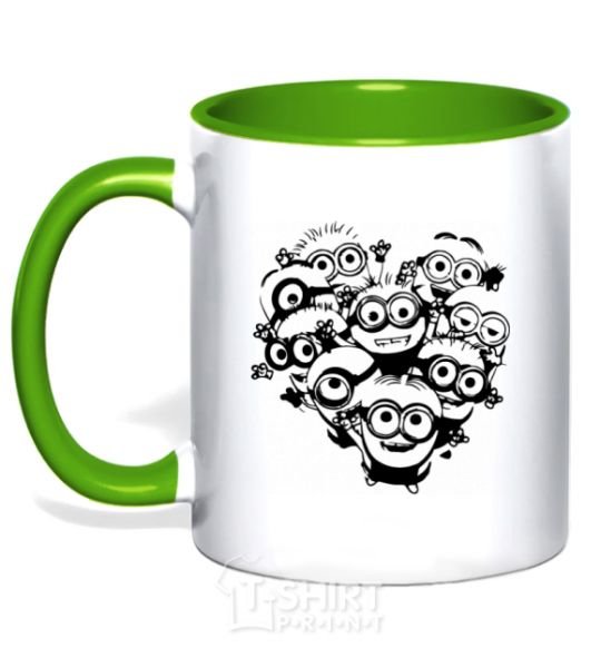 Mug with a colored handle Minions heart kelly-green фото