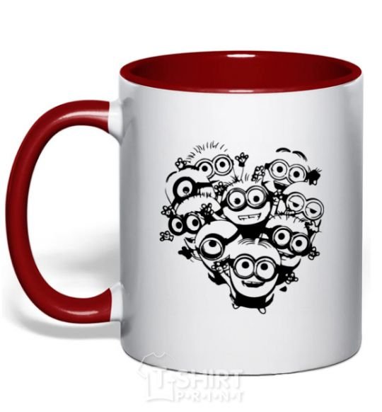 Mug with a colored handle Minions heart red фото