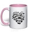 Mug with a colored handle Minions heart light-pink фото
