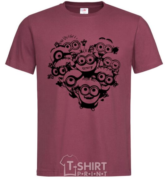 Men's T-Shirt Minions heart burgundy фото