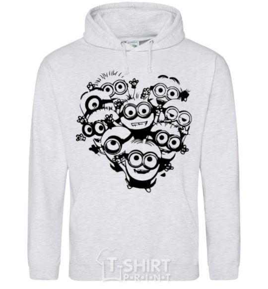 Men`s hoodie Minions heart sport-grey фото