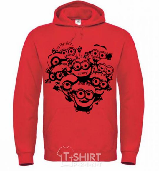 Men`s hoodie Minions heart bright-red фото