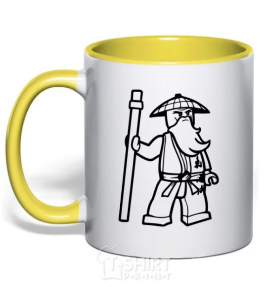 Mug with a colored handle Master Wu yellow фото