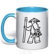 Mug with a colored handle Master Wu sky-blue фото