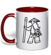 Mug with a colored handle Master Wu red фото