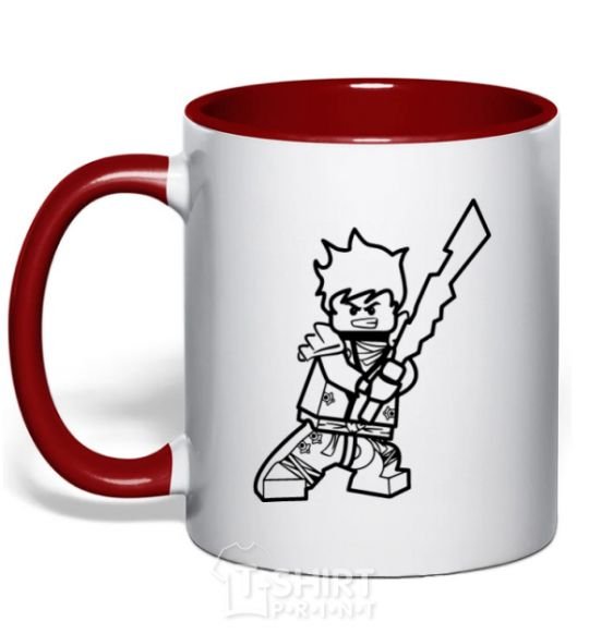 Mug with a colored handle Nijia Kai V.1 red фото