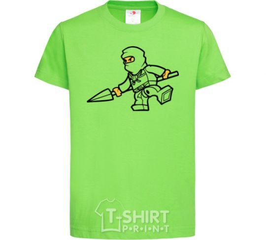 Kids T-shirt A ninja with a spear orchid-green фото