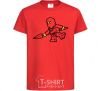 Kids T-shirt A ninja with a spear red фото