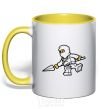 Mug with a colored handle A ninja with a spear yellow фото