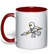 Mug with a colored handle A ninja with a spear red фото