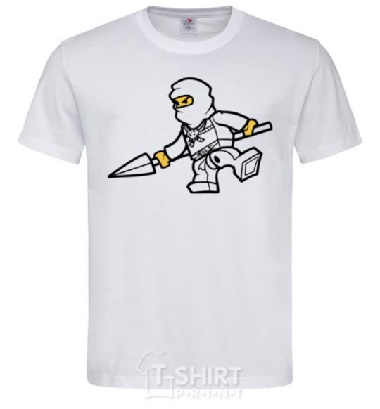 Men's T-Shirt A ninja with a spear White фото