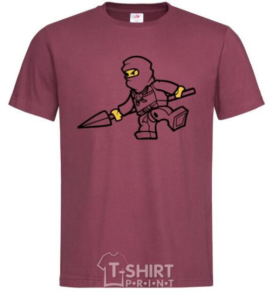 Men's T-Shirt A ninja with a spear burgundy фото