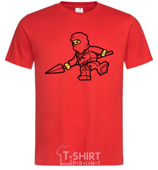 Men's T-Shirt A ninja with a spear red фото