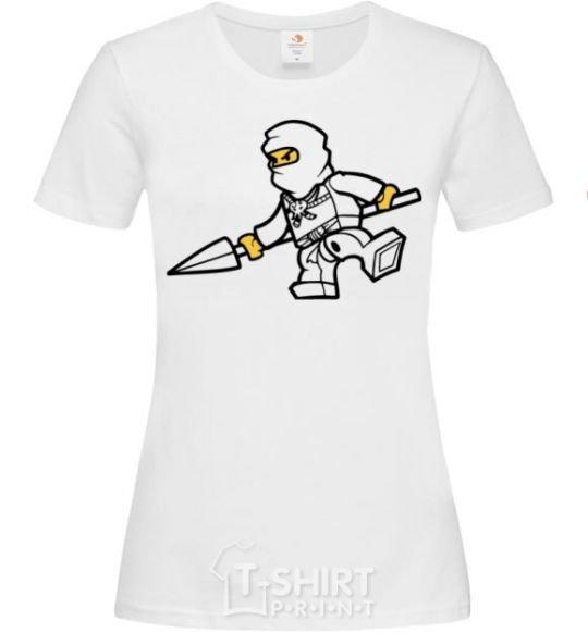 Women's T-shirt A ninja with a spear White фото