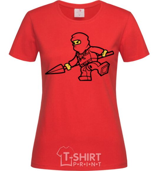 Women's T-shirt A ninja with a spear red фото