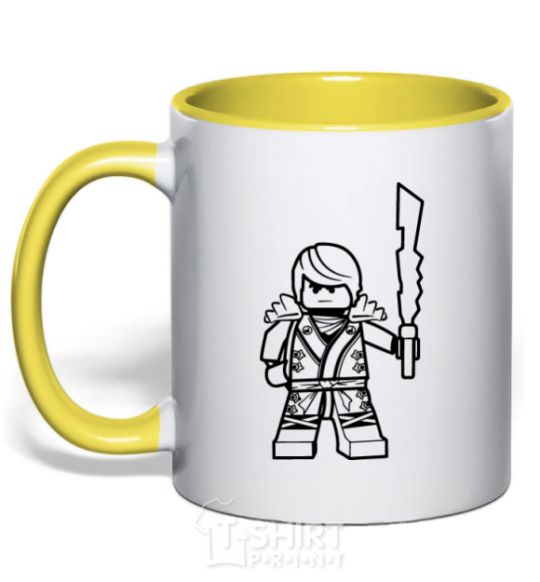 Mug with a colored handle Kai and the sword yellow фото