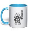 Mug with a colored handle Kai and the sword sky-blue фото