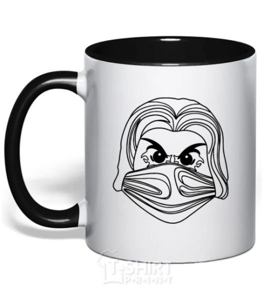 Mug with a colored handle Evil hero black фото