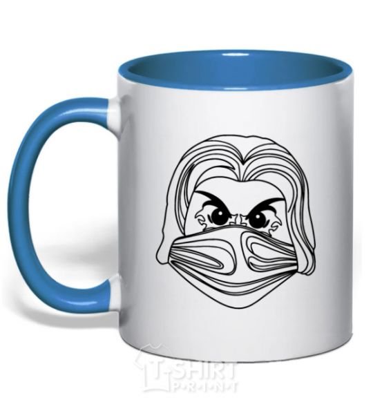 Mug with a colored handle Evil hero royal-blue фото