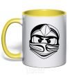 Mug with a colored handle Lego character yellow фото