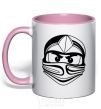 Mug with a colored handle Lego character light-pink фото