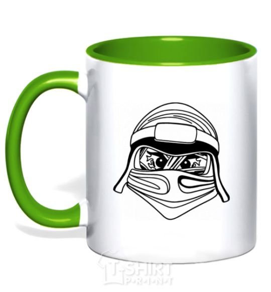 Mug with a colored handle Evil kelly-green фото