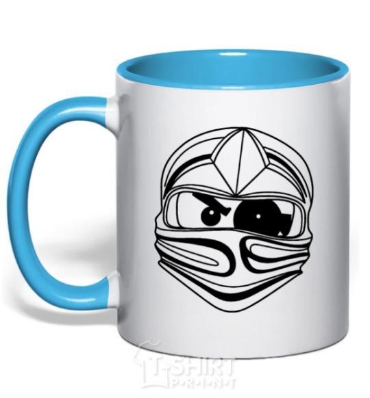 Mug with a colored handle The Evil sky-blue фото