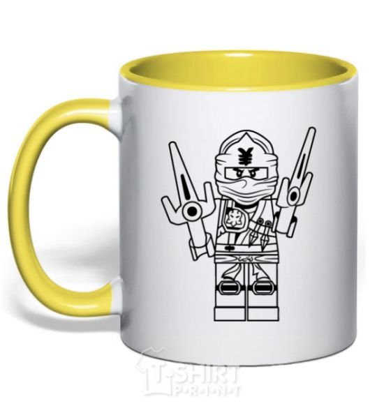 Mug with a colored handle To the battle yellow фото