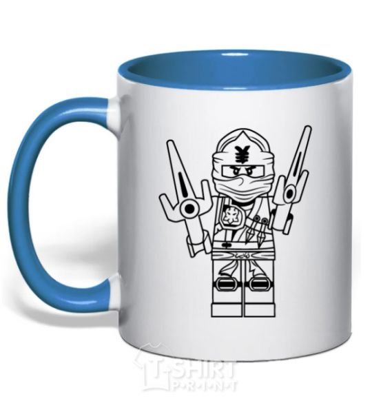 Mug with a colored handle To the battle royal-blue фото