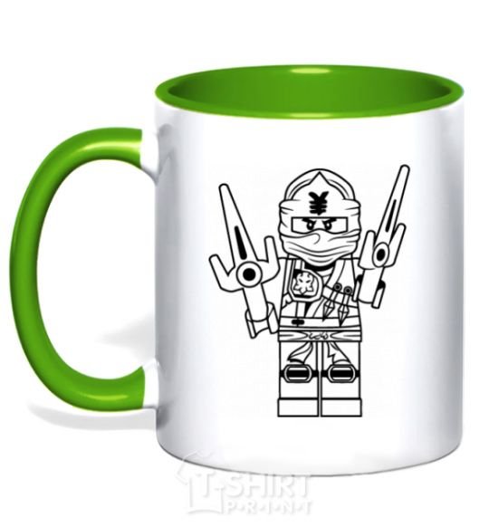 Mug with a colored handle To the battle kelly-green фото