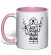 Mug with a colored handle To the battle light-pink фото