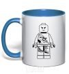 Mug with a colored handle A warrior with a dragon royal-blue фото