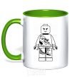 Mug with a colored handle A warrior with a dragon kelly-green фото