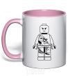Mug with a colored handle A warrior with a dragon light-pink фото