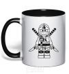 Mug with a colored handle A warrior with a lion black фото