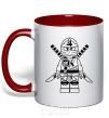 Mug with a colored handle A warrior with a lion red фото