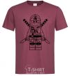 Men's T-Shirt A warrior with a lion burgundy фото