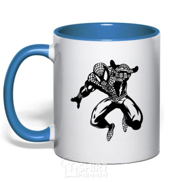 Mug with a colored handle Spiderman Jump royal-blue фото