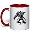 Mug with a colored handle Spiderman Jump red фото