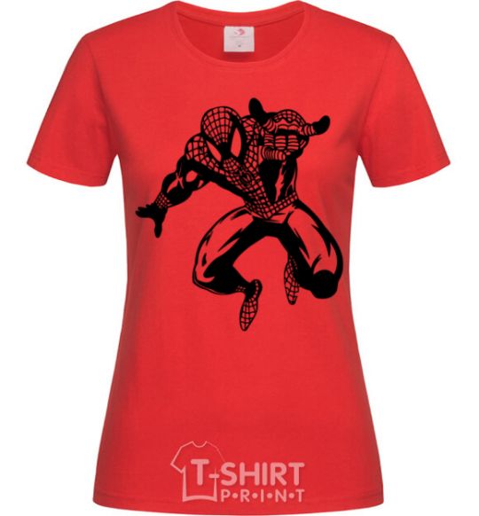 Women's T-shirt Spiderman Jump red фото
