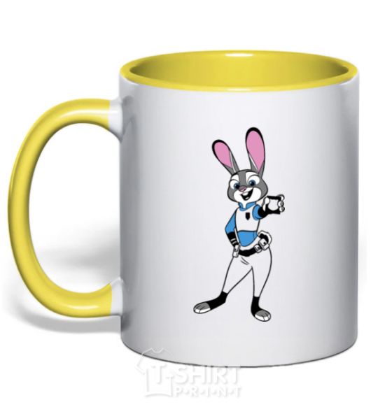 Mug with a colored handle Judy Hopps yellow фото