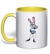 Mug with a colored handle Judy Hopps yellow фото