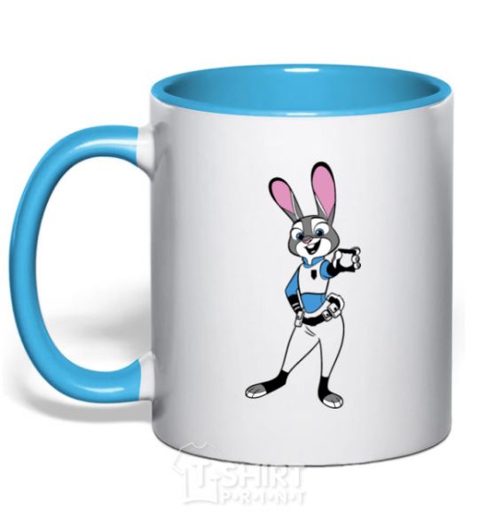 Mug with a colored handle Judy Hopps sky-blue фото