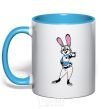 Mug with a colored handle Judy Hopps sky-blue фото