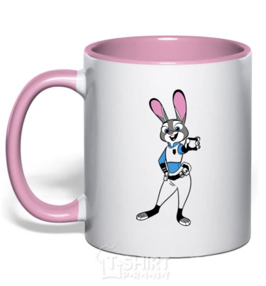 Mug with a colored handle Judy Hopps light-pink фото