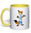 Mug with a colored handle Nick yellow фото