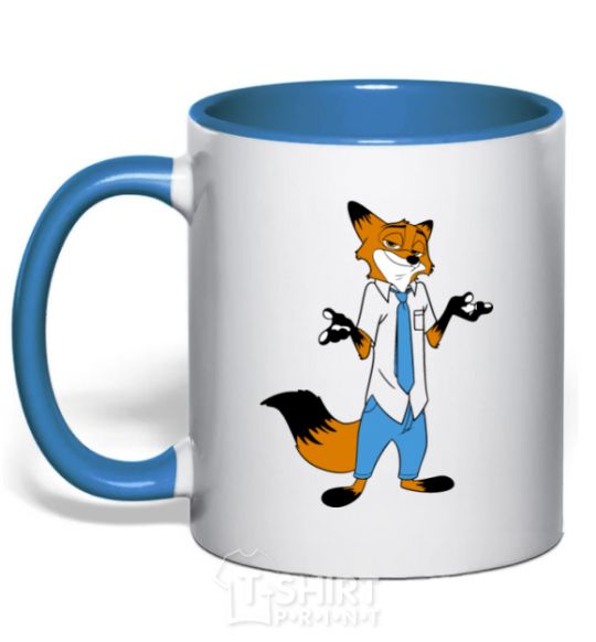 Mug with a colored handle Nick royal-blue фото